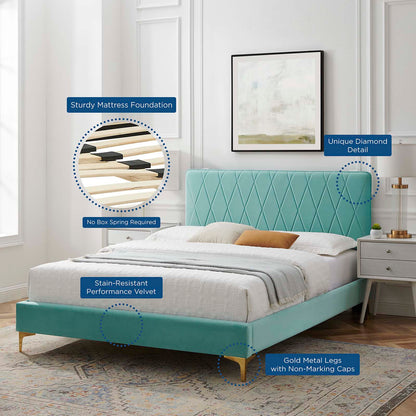 Phillipa Performance Velvet King Platform Bed by Modway