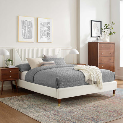 Yasmine Channel Tufted Queen Platform Bed