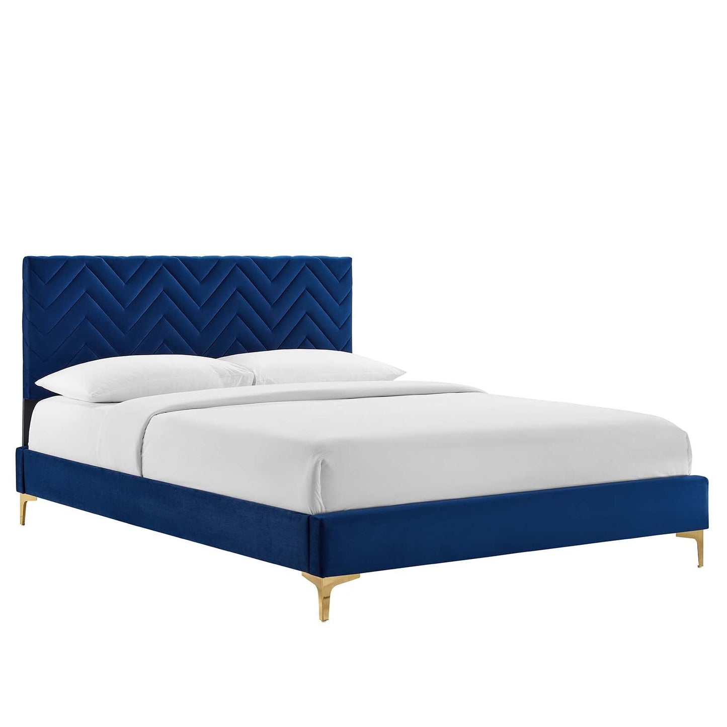 Leah Chevron Tufted Performance Velvet Queen Platform Bed by Modway