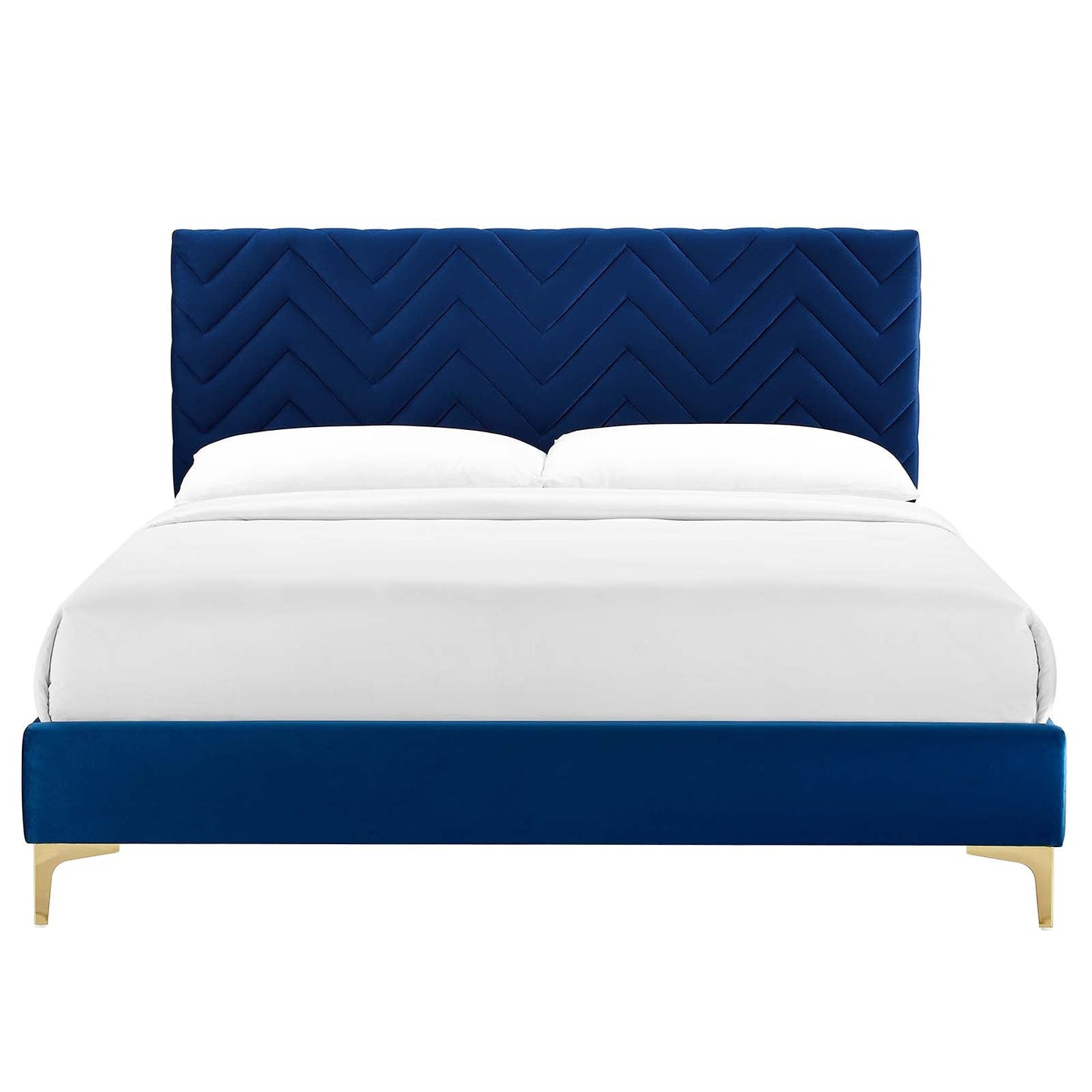 Leah Chevron Tufted Performance Velvet Queen Platform Bed by Modway