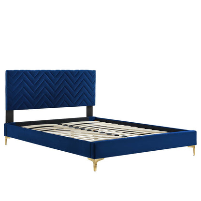 Leah Chevron Tufted Performance Velvet Queen Platform Bed by Modway