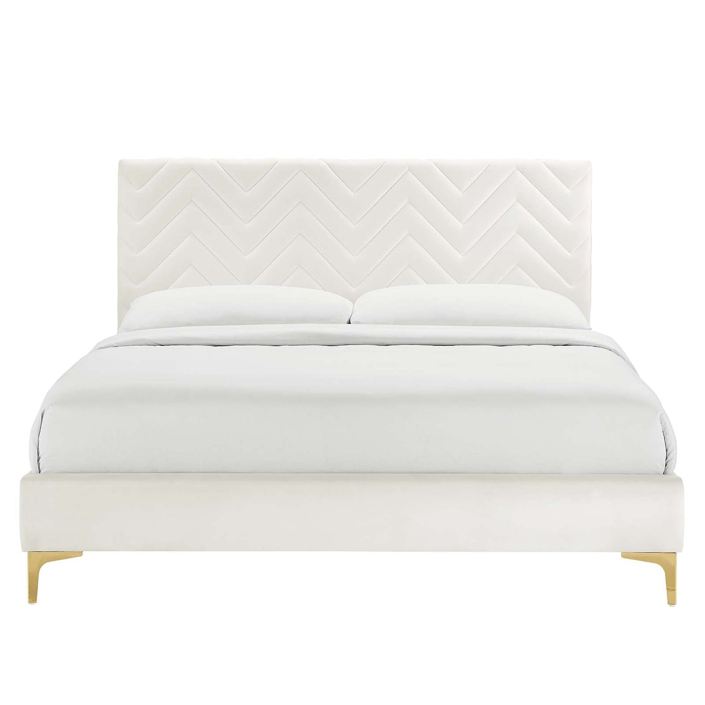 Leah Chevron Tufted Performance Velvet Queen Platform Bed by Modway