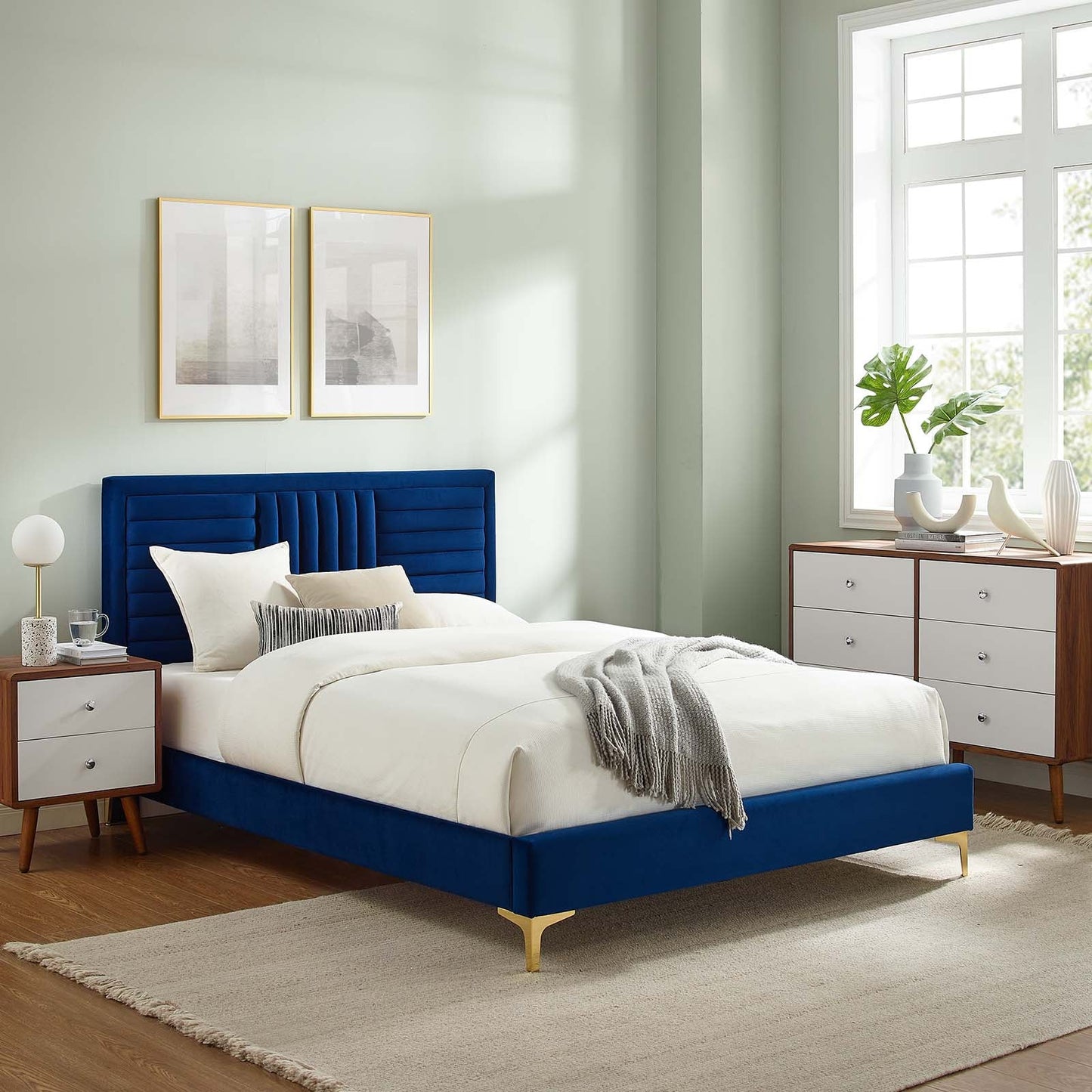 Sofia Channel Tufted Performance Velvet Queen Platform Bed by Modway