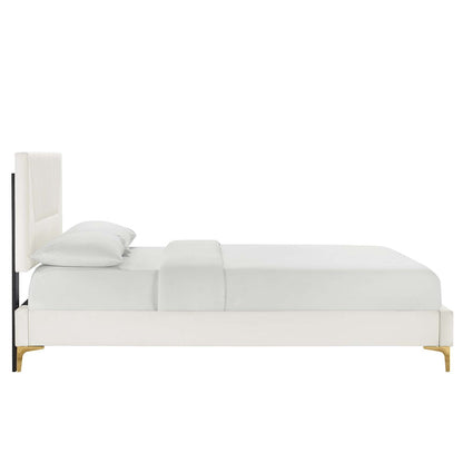 Yasmine Channel Tufted Performance Velvet Queen Platform Bed by Modway