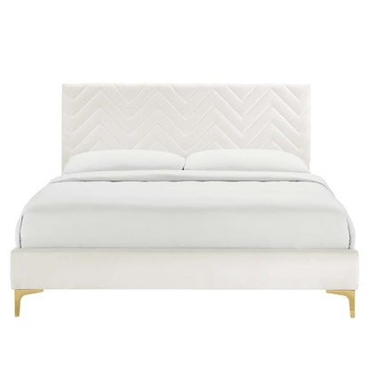 Leah Chevron Tufted Performance Velvet Twin Platform Bed by Modway