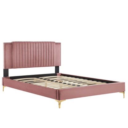 Zahra Channel Tufted Performance Velvet Twin Platform Bed by Modway