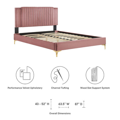 Zahra Channel Tufted Performance Velvet Twin Platform Bed by Modway