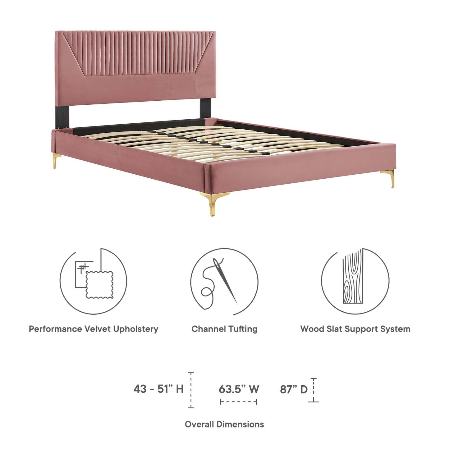 Yasmine Channel Tufted Performance Velvet Twin Pla