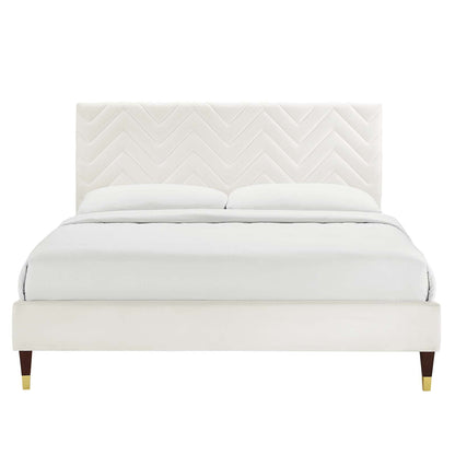 Leah Chevron Tufted Performance Velvet Twin Platform Bed by Modway