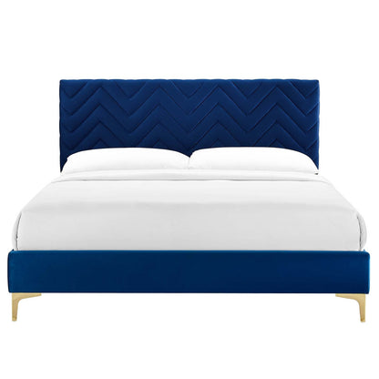 Leah Chevron Tufted Performance Velvet Full Platform Bed by Modway