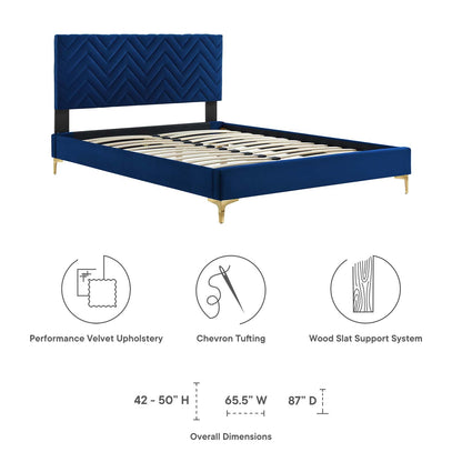 Leah Chevron Tufted Performance Velvet Full Platform Bed by Modway