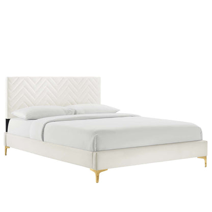 Leah Chevron Tufted Performance Velvet Full Platform Bed by Modway