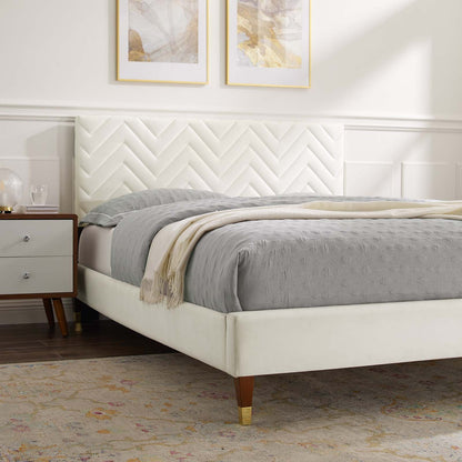 Leah Chevron Tufted Performance Velvet Full Platform Bed by Modway