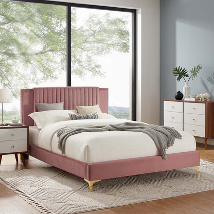Zahra Channel Tufted Performance Velvet King Platform Bed by Modway