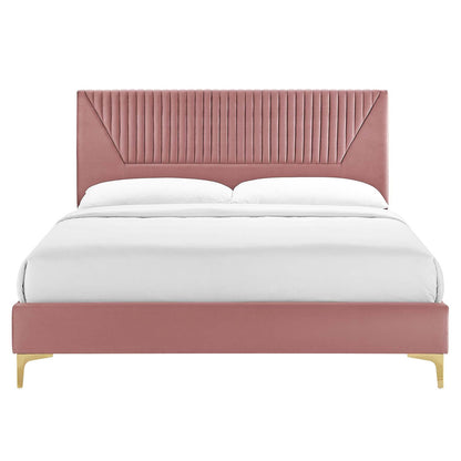 Yasmine Channel Tufted Performance Velvet King Platform Bed by Modway