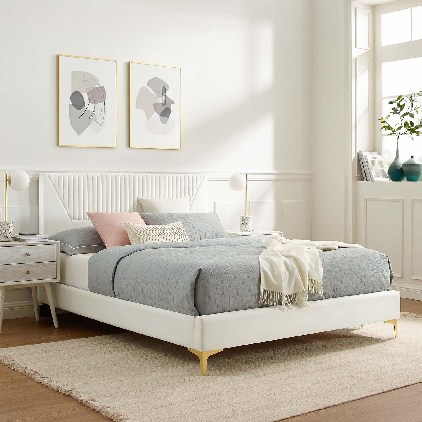 Yasmine Channel Tufted Performance Velvet King Platform Bed by Modway
