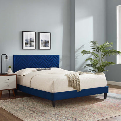 Leah Chevron Tufted Performance Velvet King Platform Bed by Modway