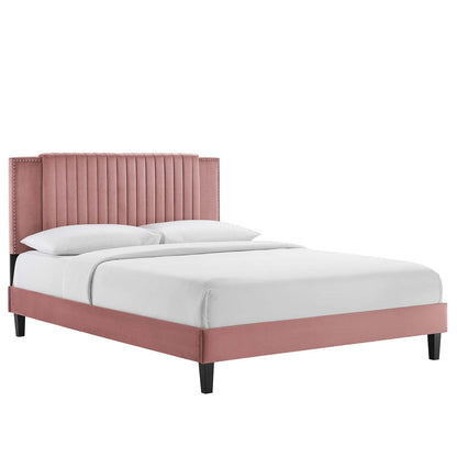 Zahra Channel Tufted Performance Velvet King Platform Bed by Modway