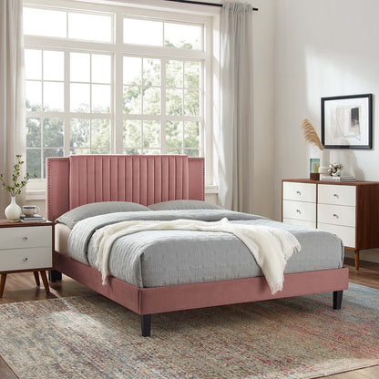 Zahra Channel Tufted Performance Velvet King Platform Bed by Modway
