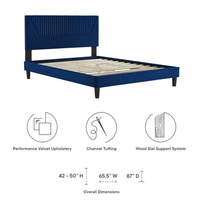 Yasmine Channel Tufted Performance Velvet King Platform Bed by Modway