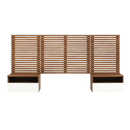Render Wall Mount Twin Headboard and Modern Nightstands by Modway