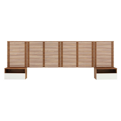 Render Wall Mount King Headboard and Modern Nightstands by Modway