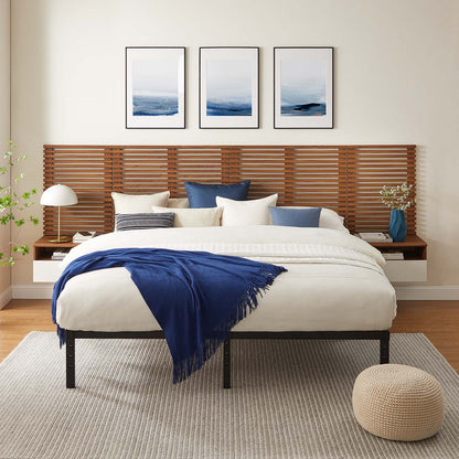 Render Wall Mount King Headboard and Modern Nightstands by Modway