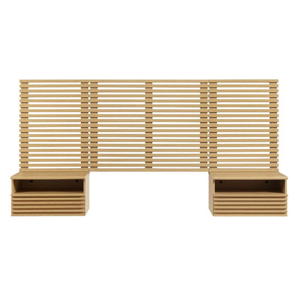 Render Wall Mount Twin Headboard and Modern Nightstands by Modway