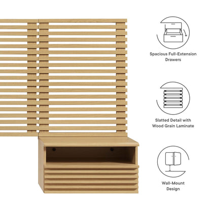 Render Wall Mount Twin Headboard and Modern Nightstands by Modway