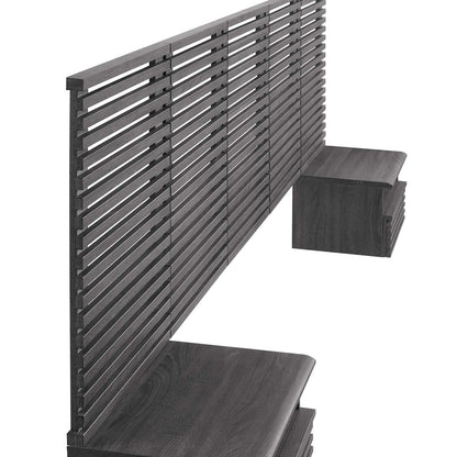 Render Wall Mount Queen Headboard and Modern Nightstands by Modway