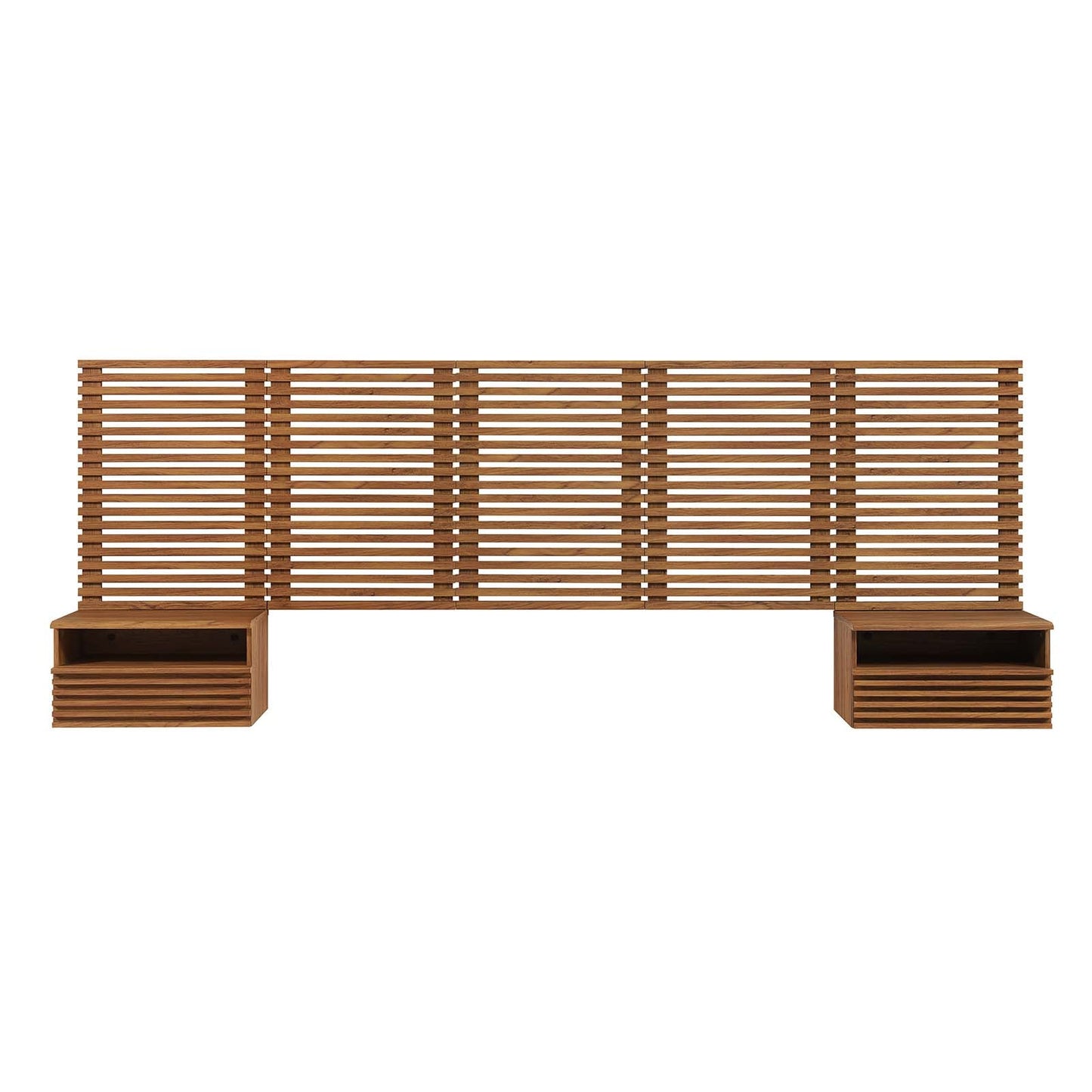 Render Wall Mount Queen Headboard and Modern Nightstands by Modway