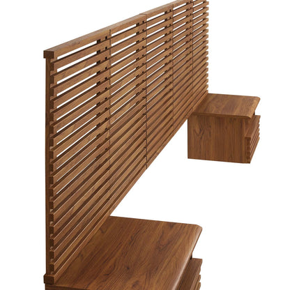 Render Wall Mount Queen Headboard and Modern Nightstands by Modway
