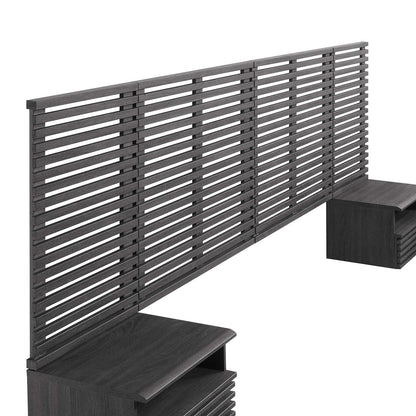 Render Wall Mount King Headboard and Modern Nightstands by Modway