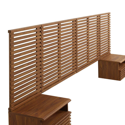Render Wall Mount King Headboard and Modern Nightstands by Modway
