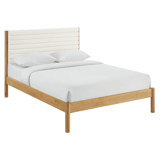 Olea Channel Tufted Boucle Solid Wood Full Platform Bed by Modway