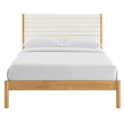 Olea Channel Tufted Boucle Solid Wood King Platform Bed by Modway