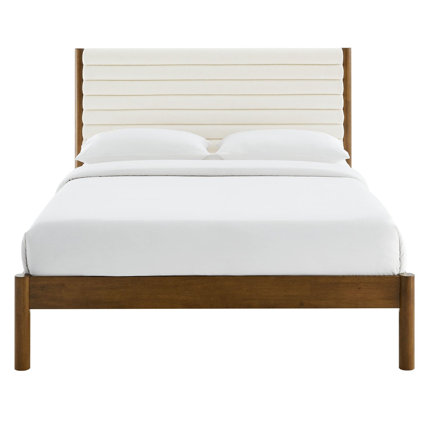 Olea Channel Tufted Boucle Solid Wood King Platform Bed by Modway
