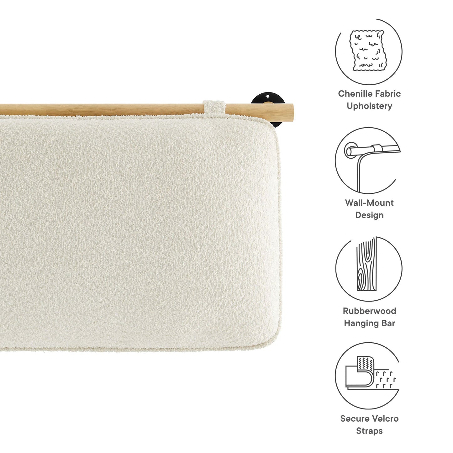 Anela Wall-Mounted Chenille Upholstered King Size Headboard by Modway