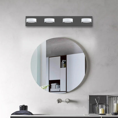 LED Vanity Light Fixture | 3/4/5/6/7-Light Dimmable Bathroom Wall Sconce with Acrylic Shade — Matte Black, 6000K, 42W