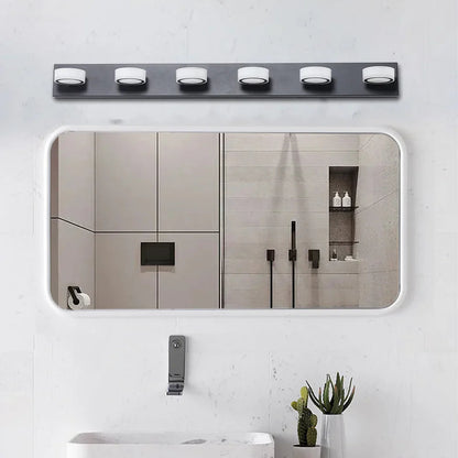 LED Vanity Light Fixture | 3/4/5/6/7-Light Dimmable Bathroom Wall Sconce with Acrylic Shade — Matte Black, 6000K, 42W