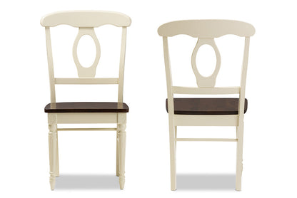 Baxton Studio Napoleon French Country Cottage Buttermilk and "Cherry" Brown Finishing Wood Dining Chair