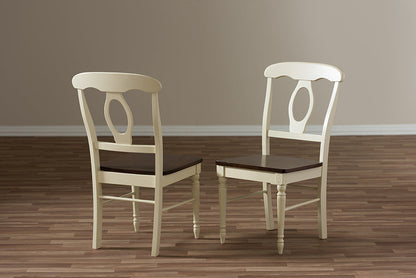 Baxton Studio Napoleon French Country Cottage Buttermilk and "Cherry" Brown Finishing Wood Dining Chair