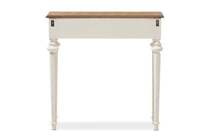 Baxton Studio Marquetterie French Provincial Style Weathered Oak and White Wash Distressed Finish Wood Two-Tone Console Table
