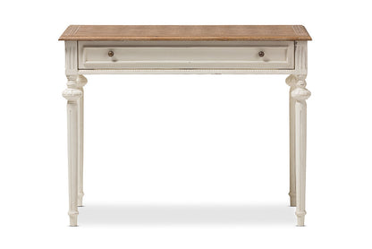 Baxton Studio Marquetterie French Provincial Weathered Oak and Whitewash Writing Desk