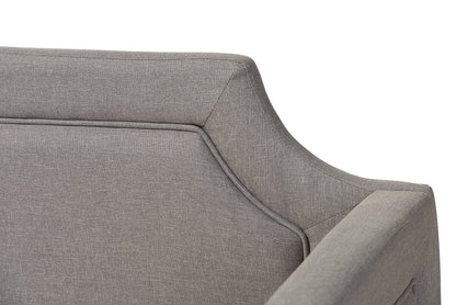 Baxton Studio Parkson Modern and Contemporary Grey Fabric Curved Notched Corners Sofa Twin Daybed with Roll-Out Trundle Guest Bed