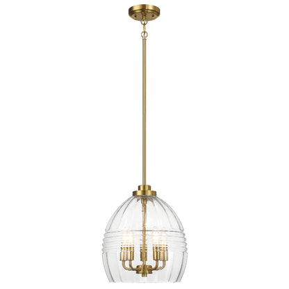 Pendant Chain Hanging Light – Satin Brass Finish & Clear Glass Shade | Modern Chic Ceiling Light