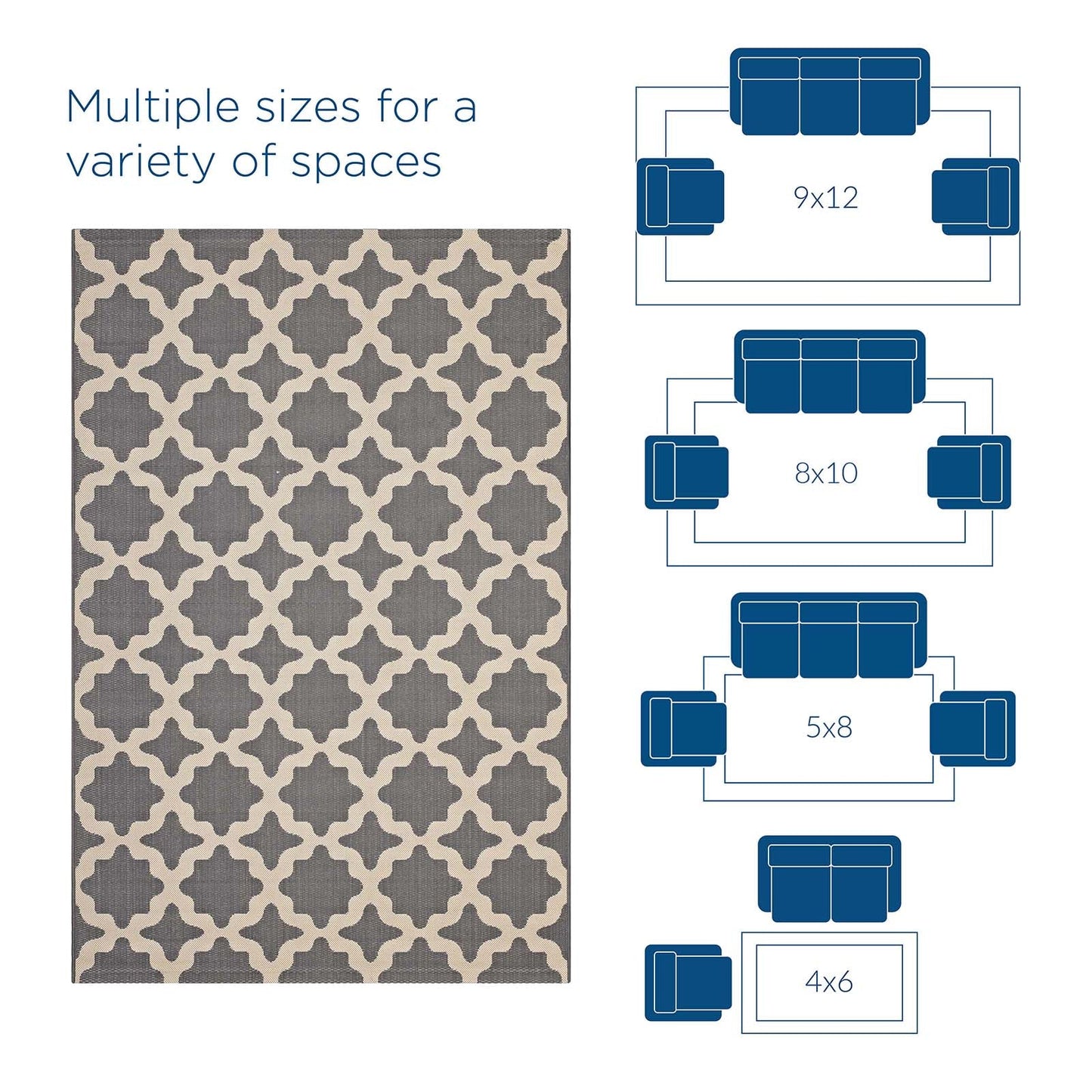 Cerelia Moroccan Trellis Indoor and Outdoor 9x12 Area Rug by Modway