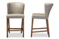 Baxton Studio Olivia Mid-century Modern Scandinavian Style Dark Walnut Wood Grey Faux Leather Pub Stool (Set of 2)