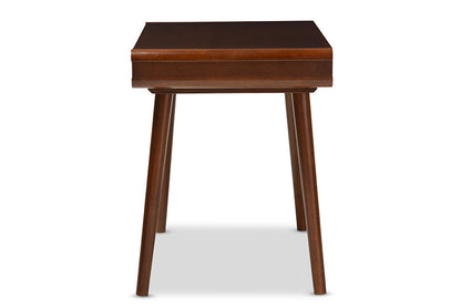 Baxton Studio Casarano Mid-century Modern Dark Walnut and White Two-tone Finish 2-drawer Wood Home Office Writing Desk
