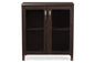 Baxton Studio Sintra Modern and Contemporary Dark Brown Sideboard Storage Cabinet with Glass Doors